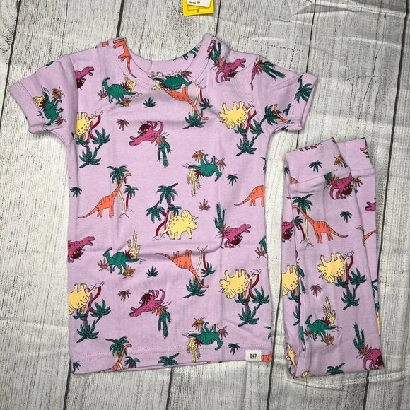 NWT Baby Gap 2 Piece Pjs lavender dinosaur print size 2T - Picture 8 of 11